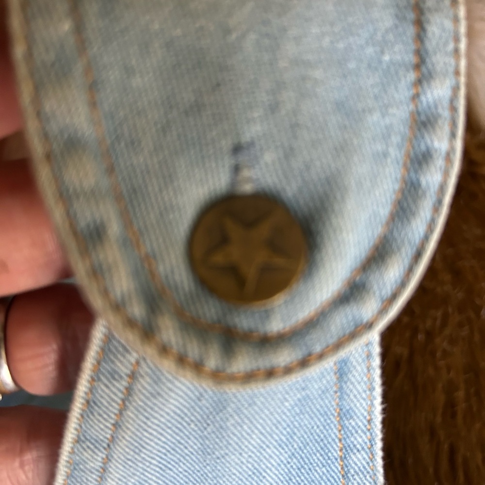 Chasing Unicorns Waiting for the Sun embroidered short denim overalls size M - Picture 6 of 17